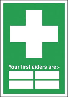 First Aiders Sign with 4 spaces