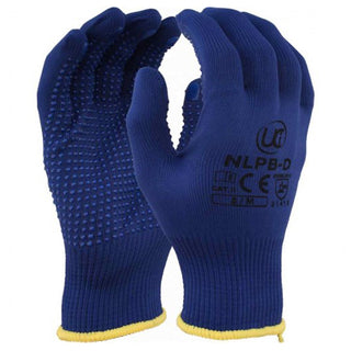 Blue Dotted Polyester Safety Gloves